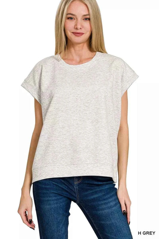 Zenana Scuba Short Sleeve Sweatshirts H GREY 31afa574e20c4d6480a61c97fe37a857-Max-Origin