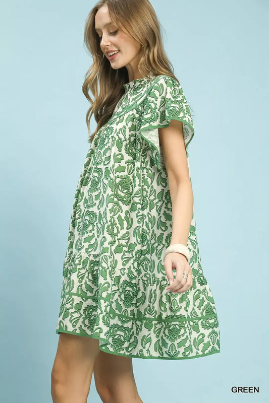 Umgee Abstract Print Babydoll Mini Dress 31b200e1-e58a-46e9-935e-fb4968a10ff7-Max-Origin