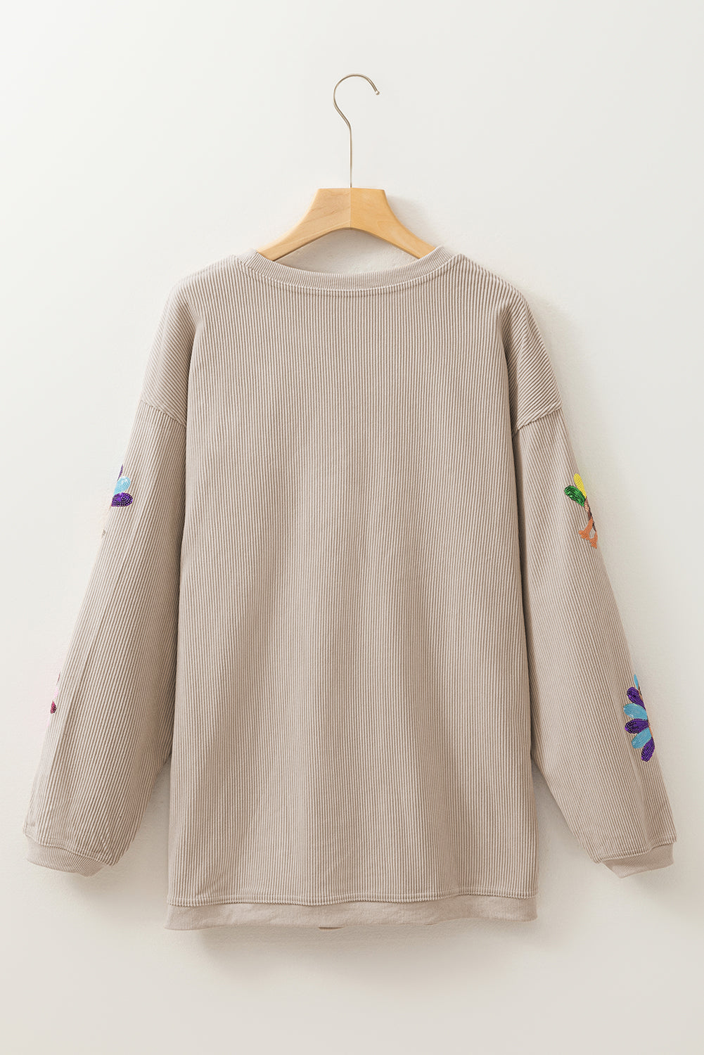 Smoke Gray Turkey Patch Application Graphic Corded Baggy Sweatshirt 31b7bbac4f682f3e