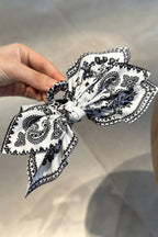 Black Paisley Floral Print Bow Knot Hair Clip 31b8c15ca553f0c1