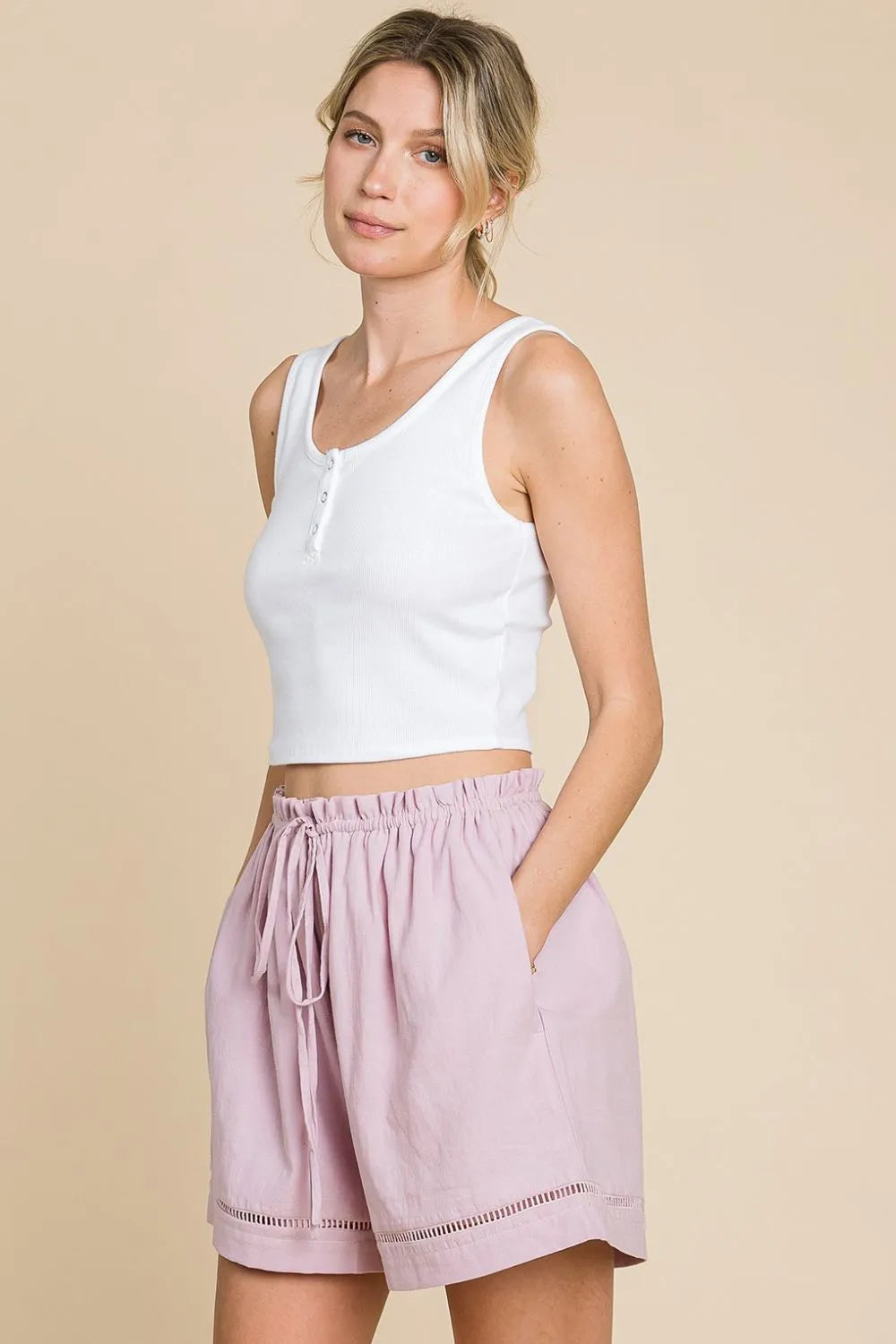 Cotton Bleu by Nu Lab High Waist Drawstring Shorts 31bc7b76-3f7c-435a-96bf-7c3e372e044a-Max