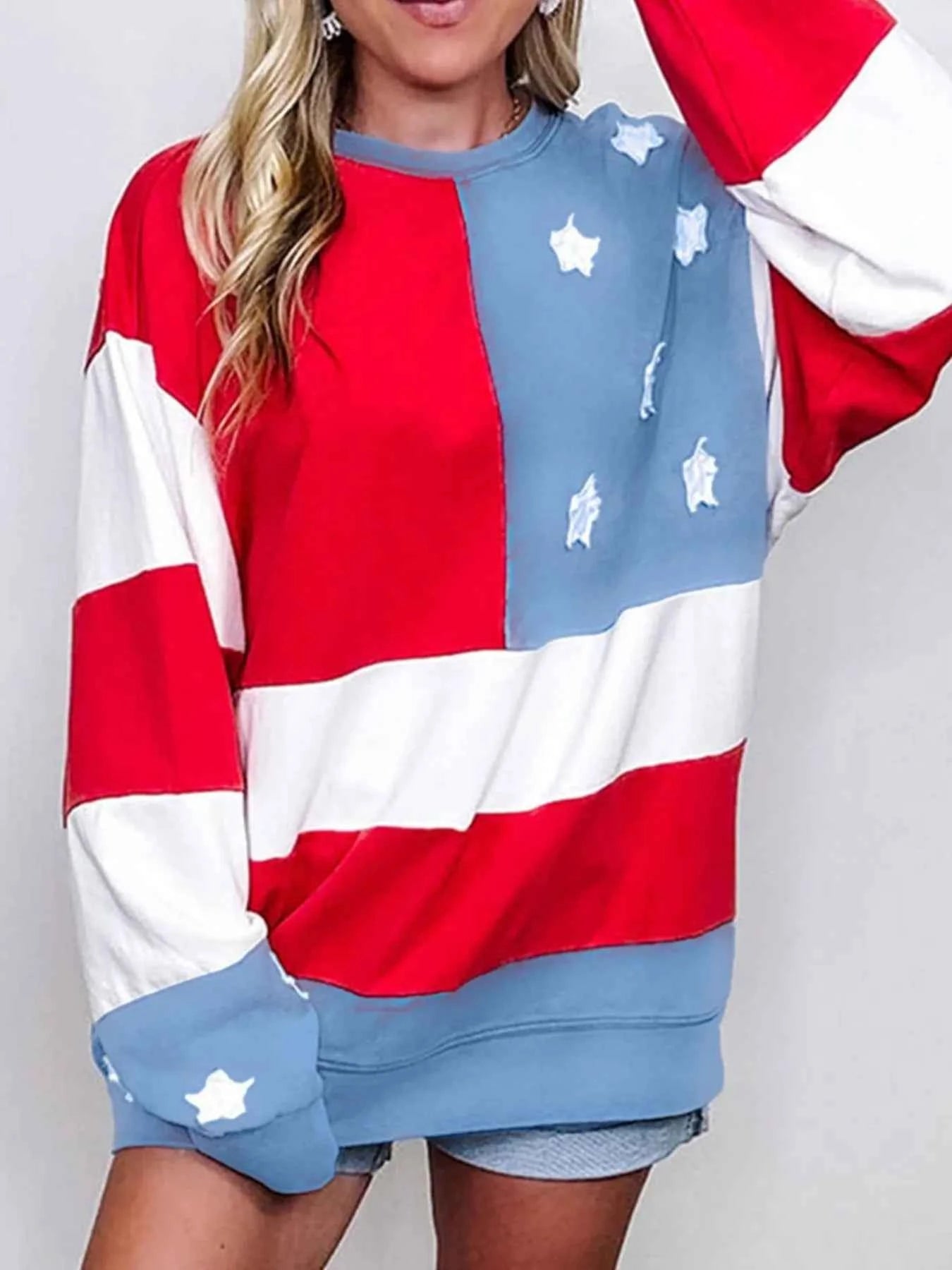 Multicolour American Flag Vintage Oversized Sweatshirt Multicolor 31bde6fc-faa3-4280-a811-51d7bd68300b-Max-Origin
