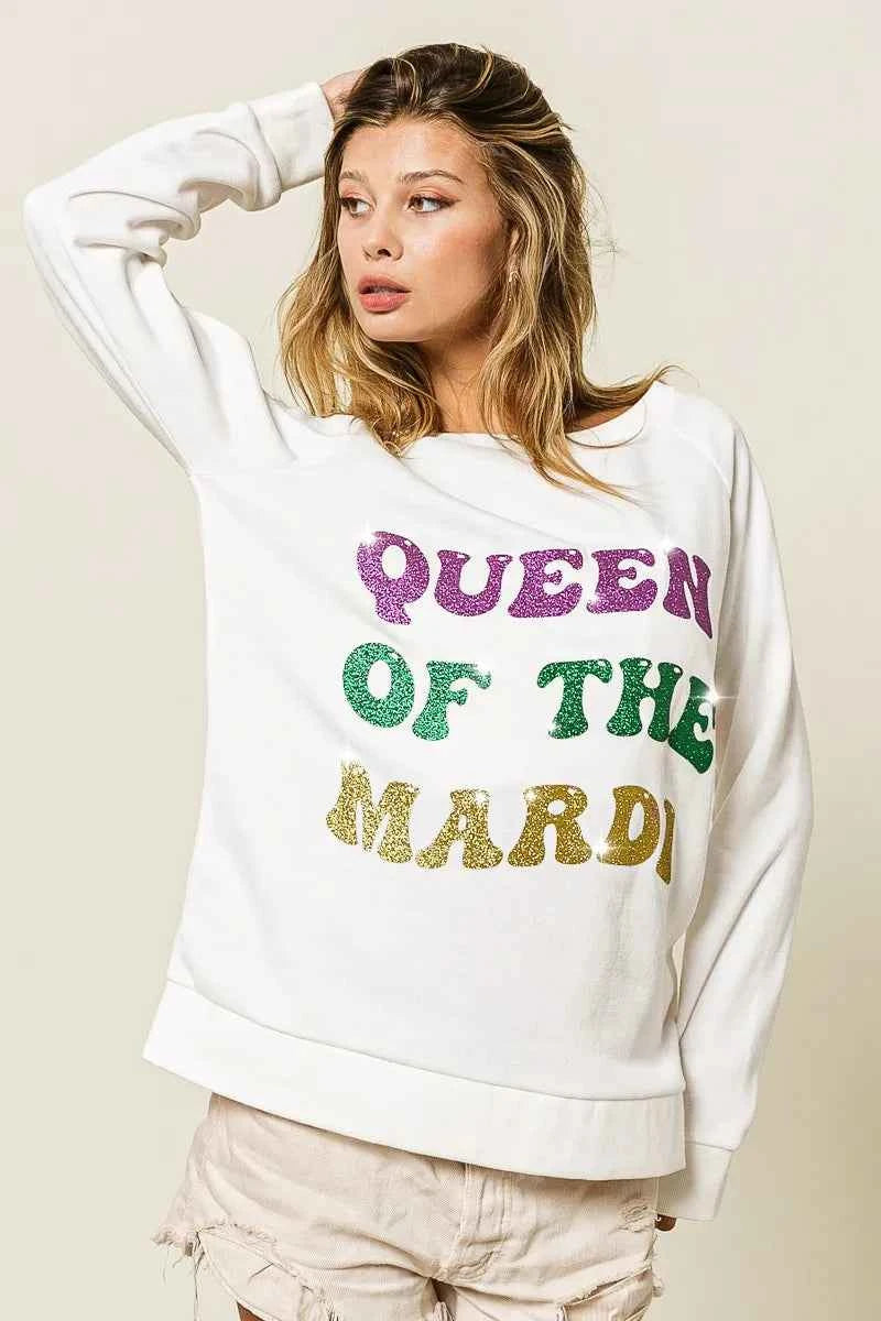 BiBi Queen Of Mardi Glitter Print Mardi Gras Sweatshirt 31be0876a635475d847d886edc19ccbb-Max-Origin