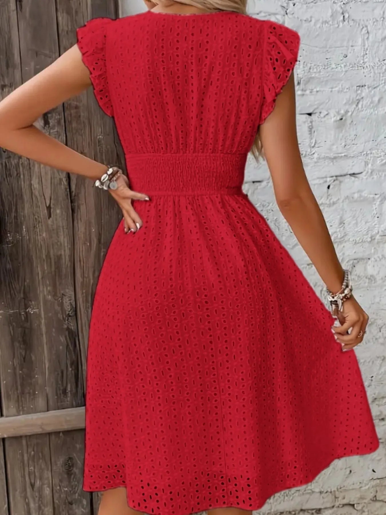 Eyelet Ruffled Cap Sleeve Mini Dress 31cd868c167148f5a2a7d71e9d76e159-Max-Origin