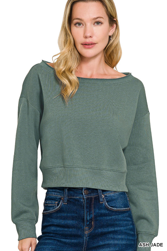 Fleece Boat-neck Sweatshirt ASH JADE 31cddea7-2b01-4d5b-8aca-ed239e5f1547-Max