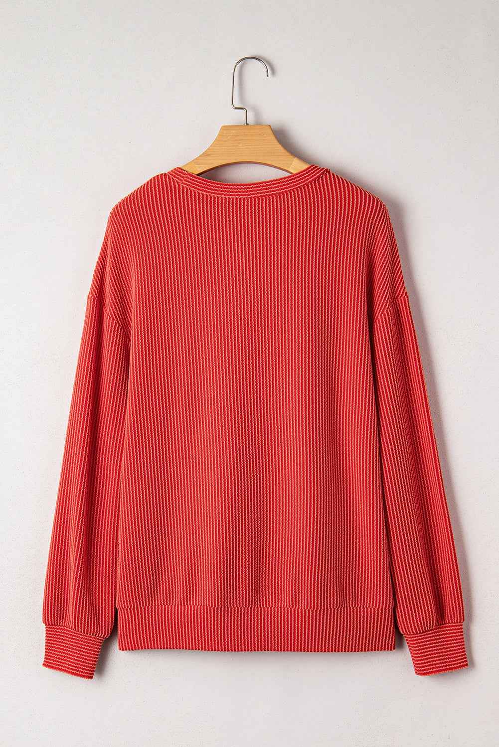 Evergreen Twisted Rib Merry Letter Graphic Loose Long Sleeve Top 31cf4a35cc571150