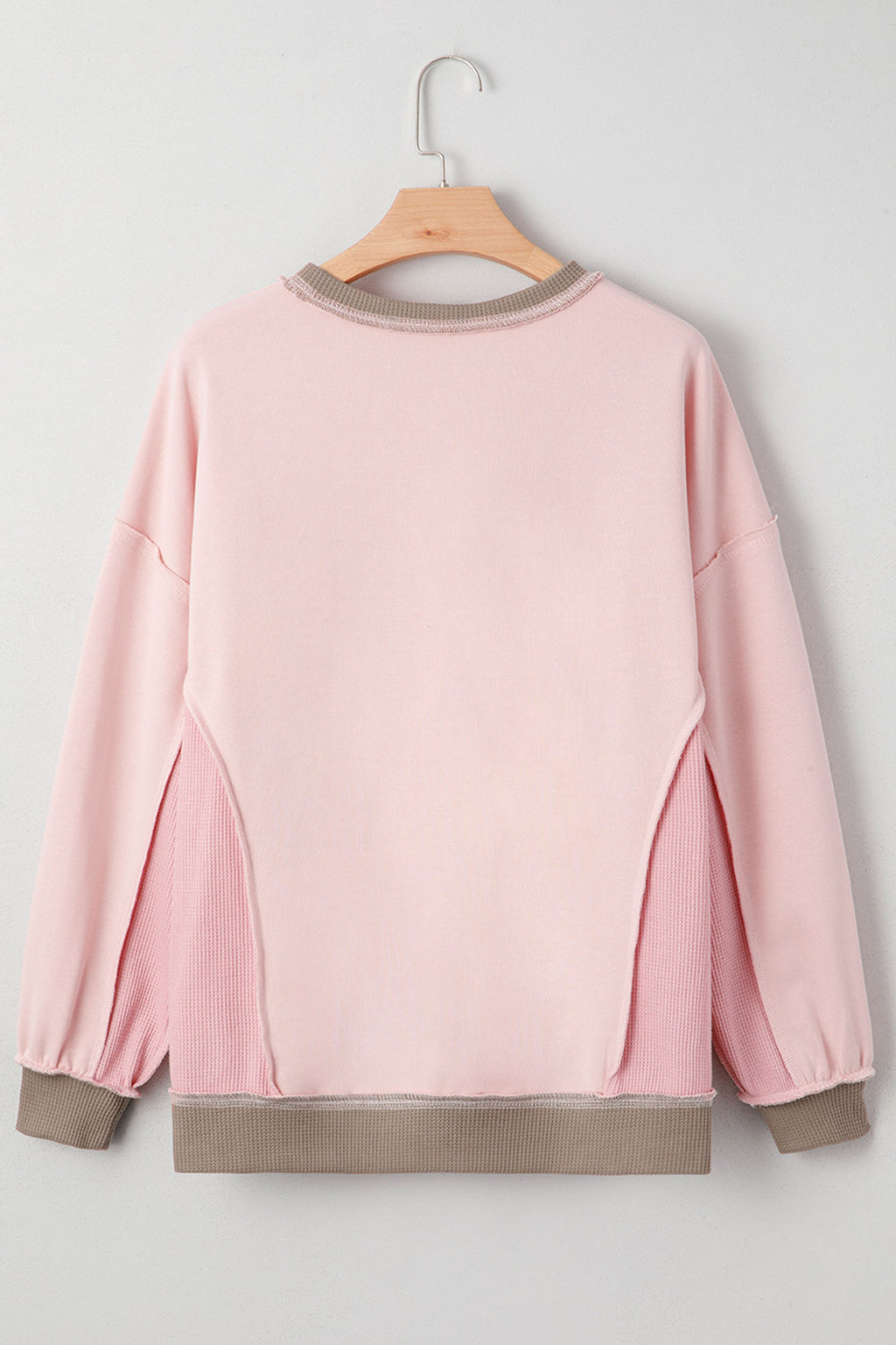 Light Pink Color Block Waffled Patchwork Be Mine Cracking Checkered Heart Print Sweatshirt 31cf7a8bdaf1f3eb