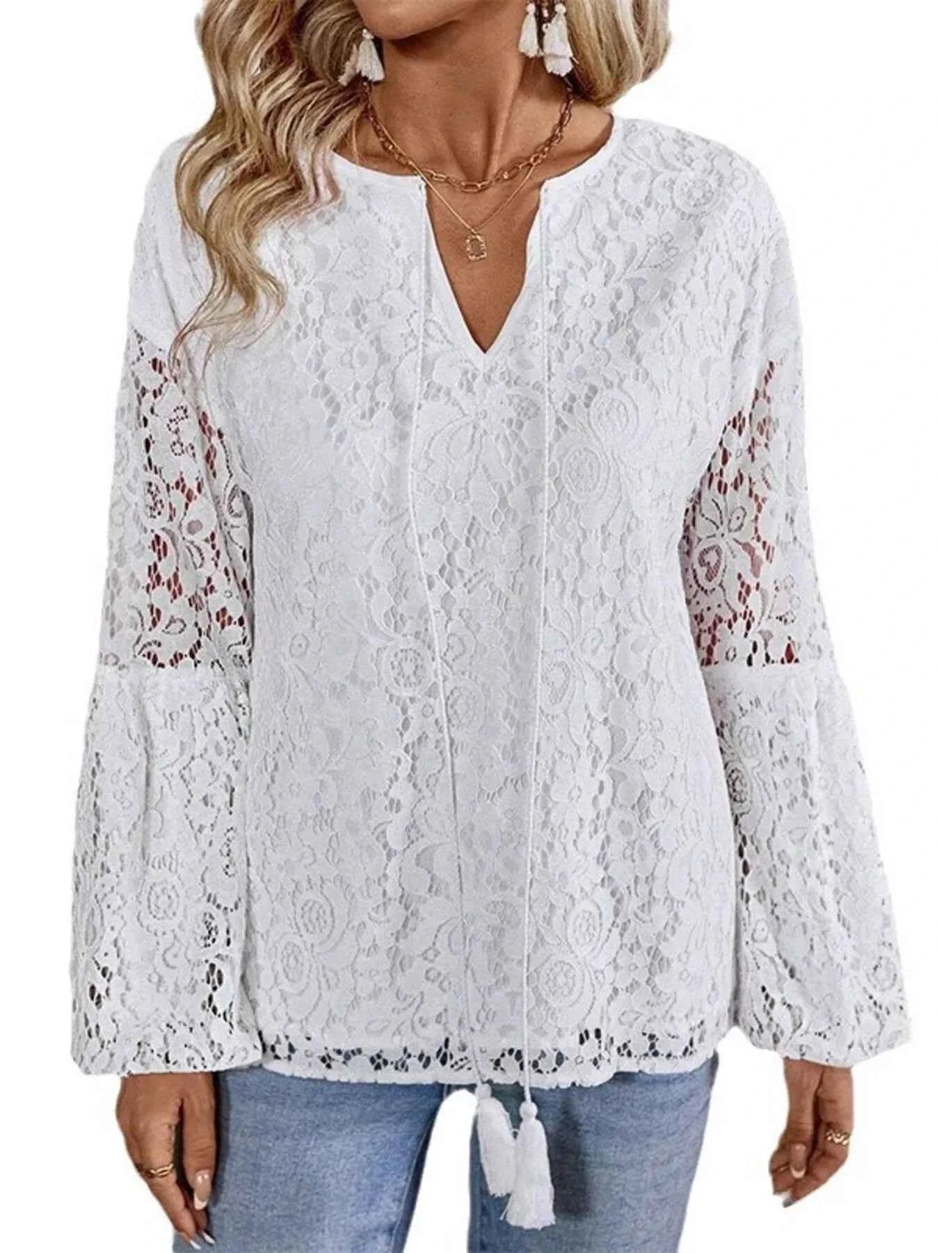 Lace Tie Neck Long Sleeve Blouse 31d2529f7f0248109b4ef12eb29eea1d-Max-Origin