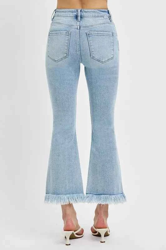 RISEN Full Size Raw Hem Distressed Cropped Flare Jeans Plus Size 31d62338-4d95-43c6-9d89-d7e121c65b7f-Max