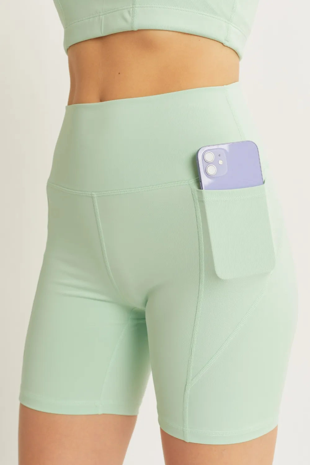 Love Tree High Waist Seam Detail Active Shorts Celery 31da50a1-b2c4-4a8b-b8f8-a6aa7cbf70fa-Max