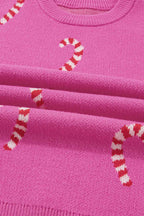 Sachet Pink Christmas Candy Cane Drop Shoulder Sweater 31e3012ad67ba6ce