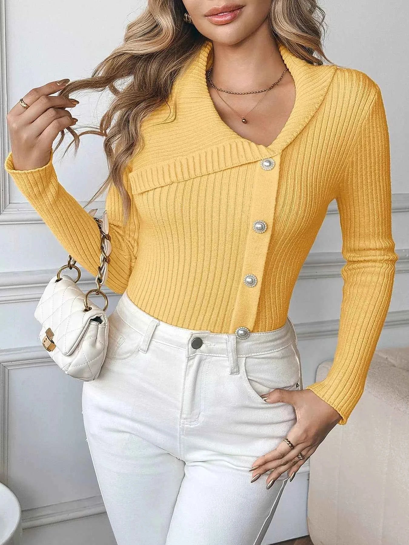 Asymmetrical Ribbed Button Up Cardigan 320428cf6418442982f875a2b0bac75f-Max-Origin