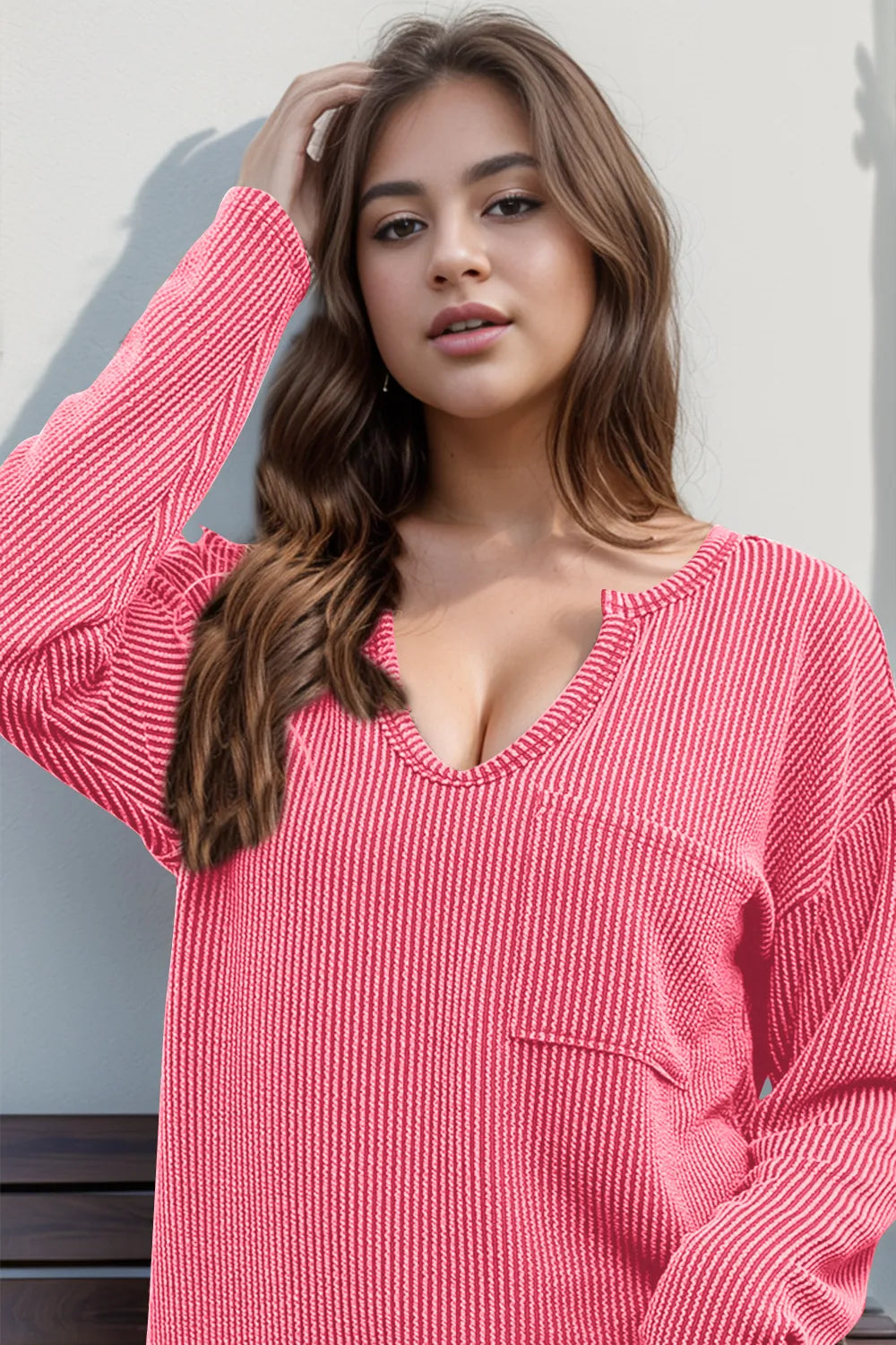 Double Take Striped Notched Long Sleeve T-Shirt 320dfa7d-773c-4807-b3c3-805a0eaeddc2-Max