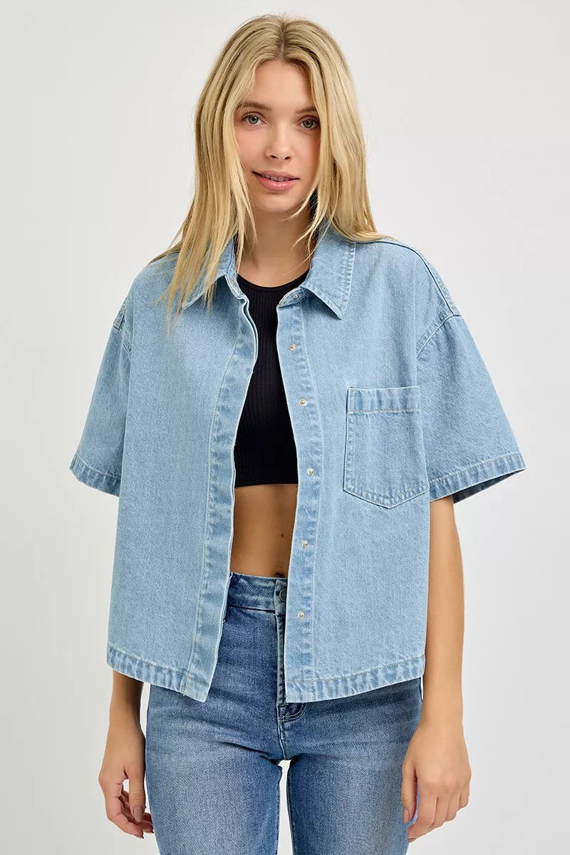 Oversized Half Sleeve Cropped Shirt 32164d64-6be1-4226-9034-dbc015aed4b6-Max-Origin