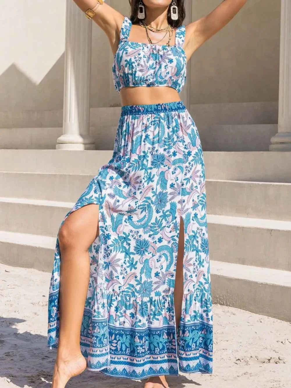 Square Neck Wide Strap Top and Skirt Set 3218f6ad-1b9f-4ae9-b67d-91d6599207ab-Max