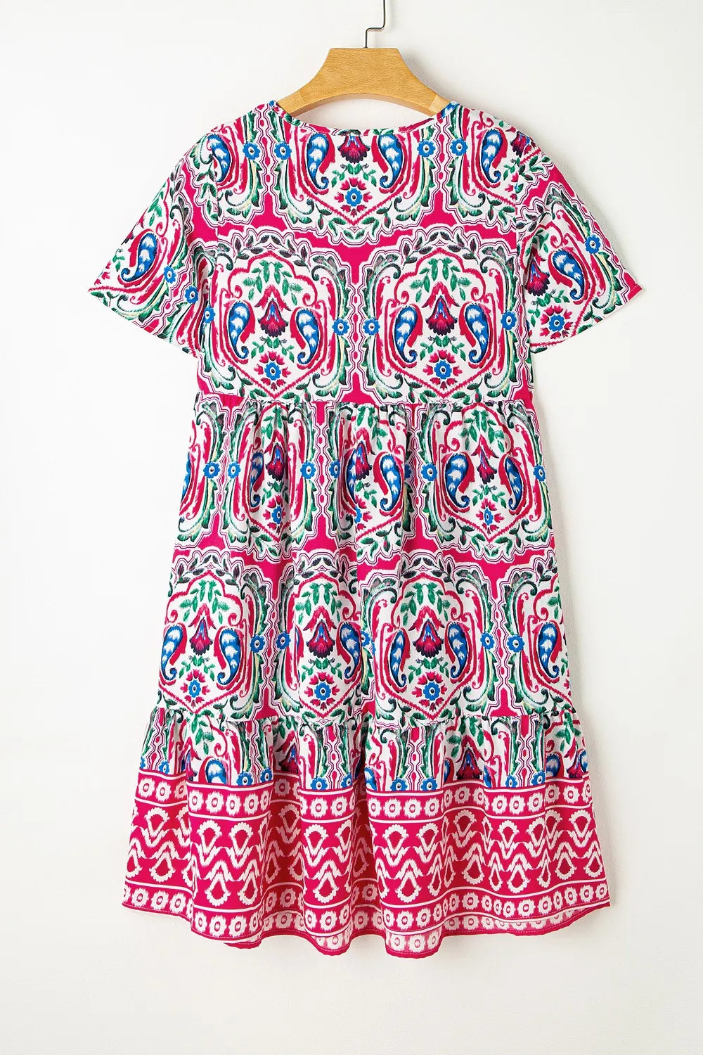 Printed Tie Neck Short Sleeve Dress 321e52e2-0202-420c-a680-9003d578f38d-Max