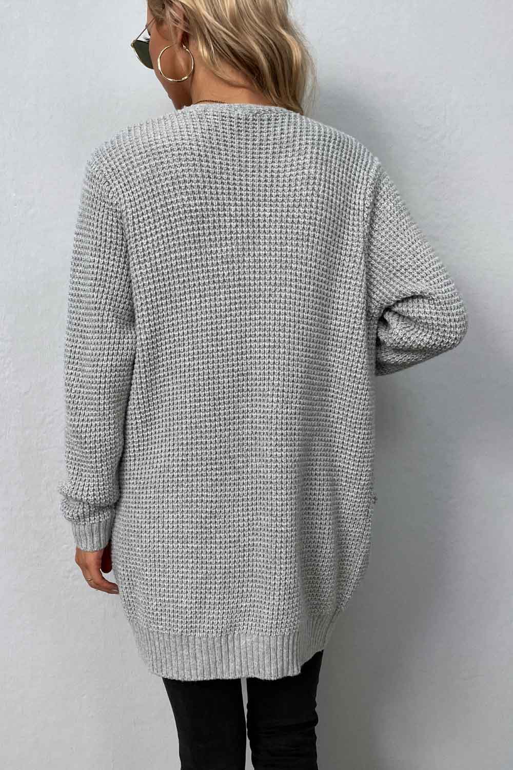 Rib-Knit Open Front Pocketed Cardigan 3227f7f1fd824492a52b023af1b5b305-Max