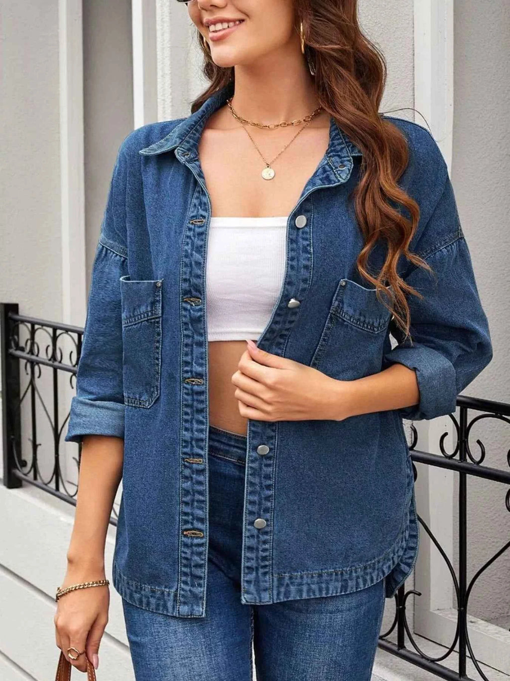 Casual Button Up Loose Fit Denim Jacket 322914ce-599b-47f1-801f-f5a9e61a68f0-Max-Origin