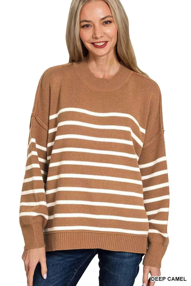 Zenana Exposed Seam Striped Oversized Sweater DEEP CAMEL 323299aa24e741a4a7153e4a637d7e28-Max-Origin