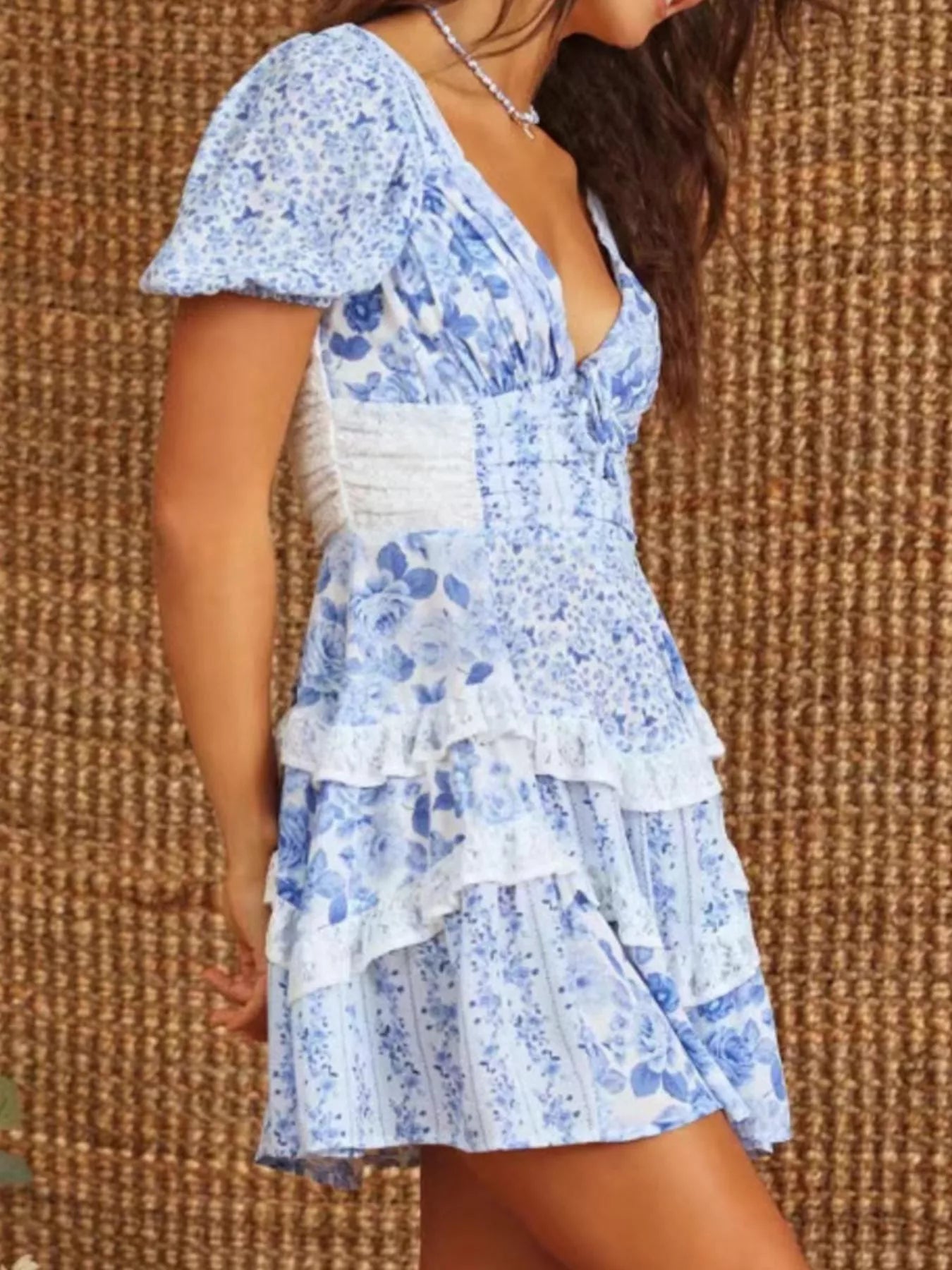 Floral Puff Sleeve Tiered Mini Dress 3235a4e0-0b87-468f-861c-211d24a0b970-Max-Origin