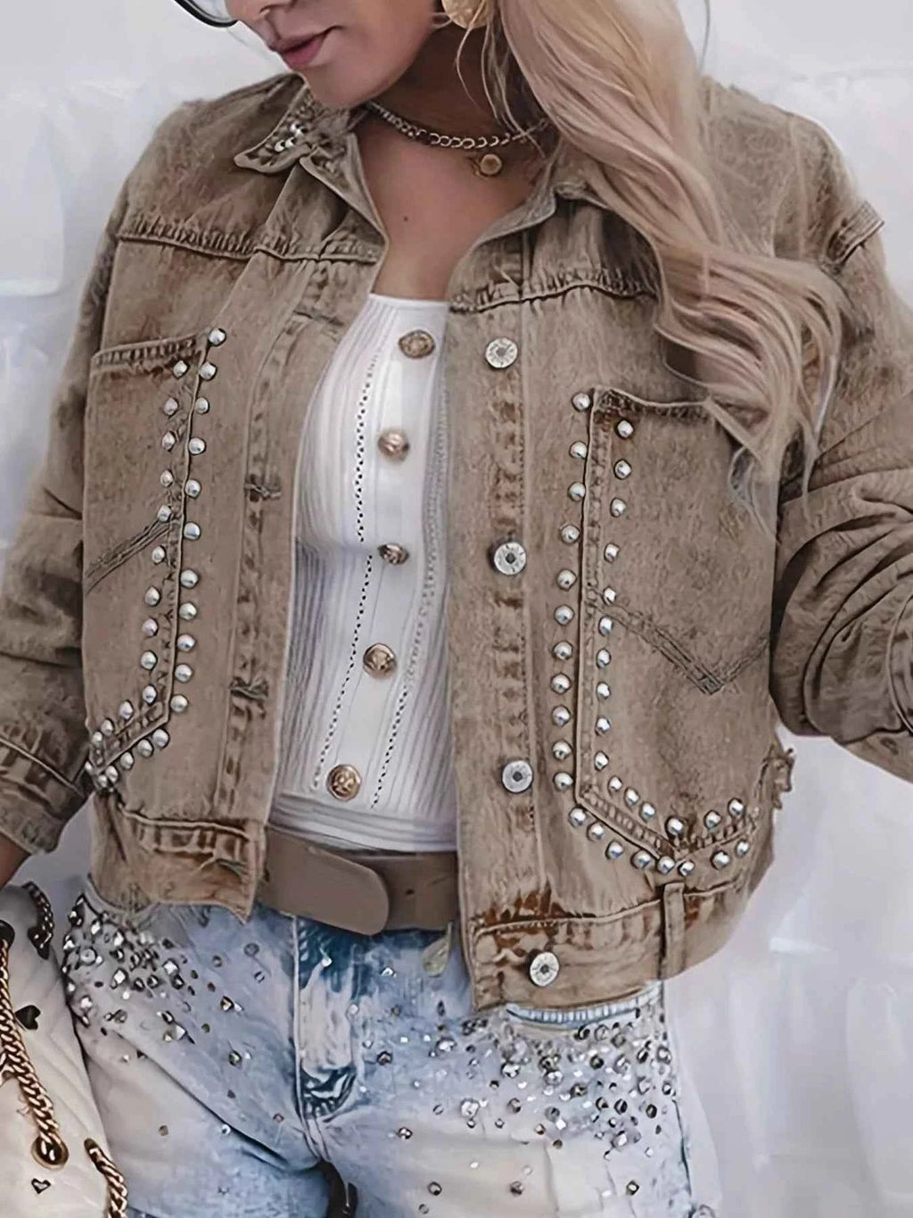 Studded Button Up Wash Denim Jacket 323e3770-ee49-4178-8f6e-4499463f569c-Max-Origin