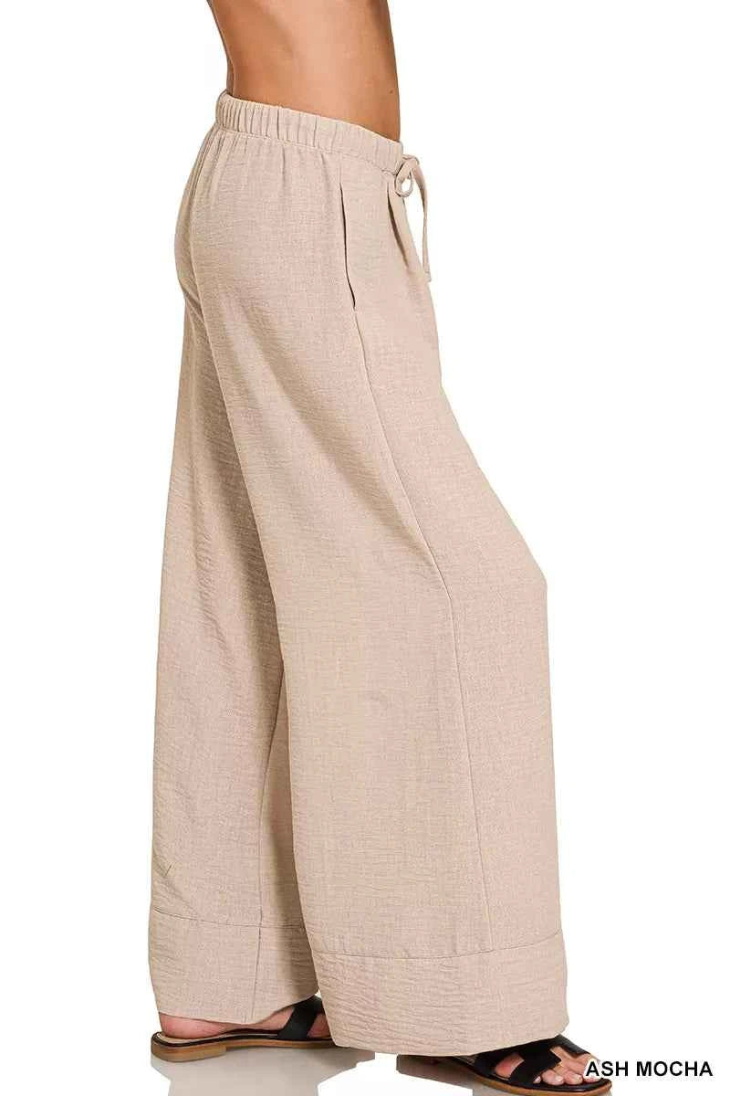 Zenana Woven Airflow Drawstring Pants 3242f0a0-8e8e-495e-a4a6-9cbc42293680-Max-Origin
