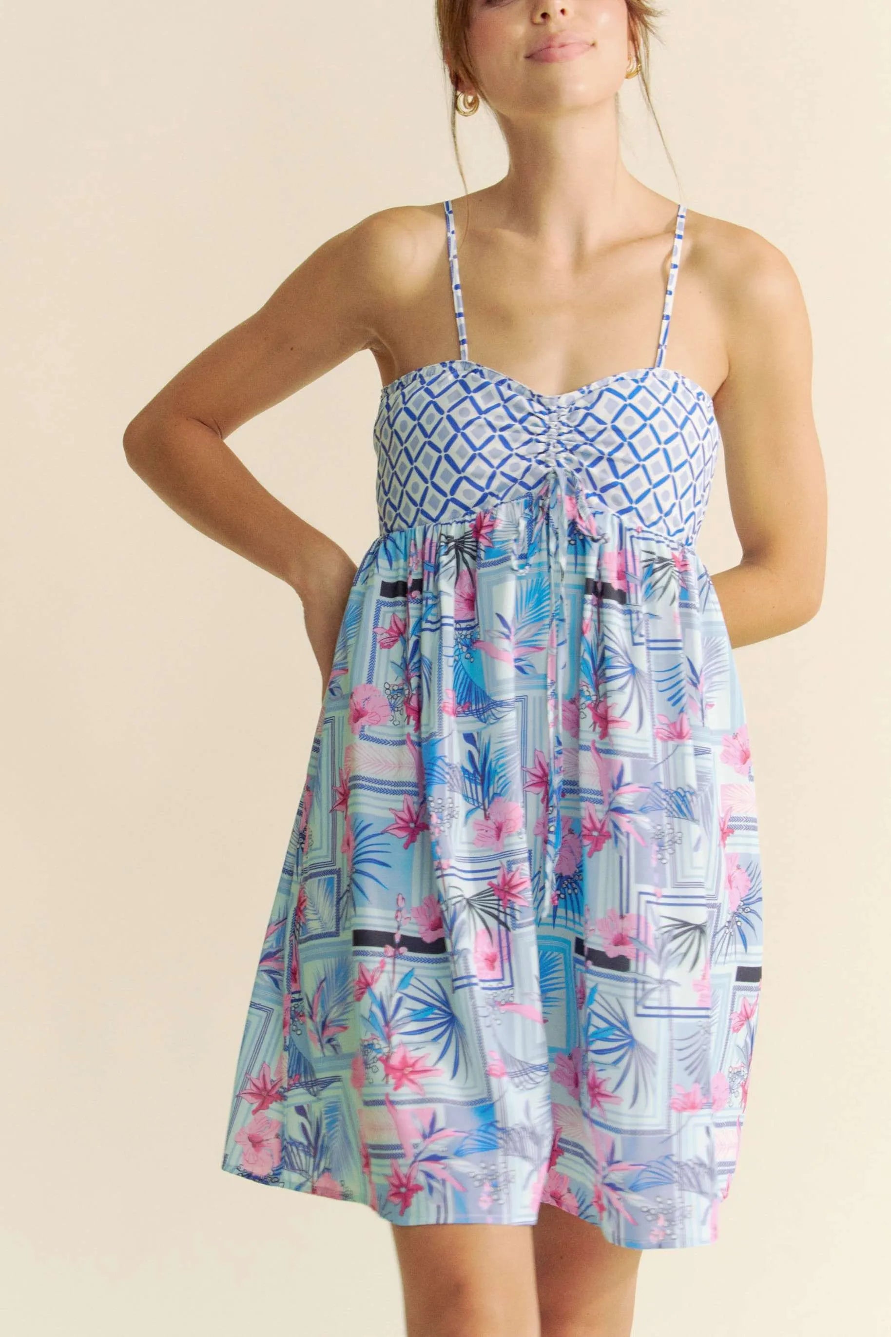Davi & Dani Tropical Floral Geo Print Tie Back Tube Top Romper 325482469f84465b989d083c7c0a20dc-Max-Origin