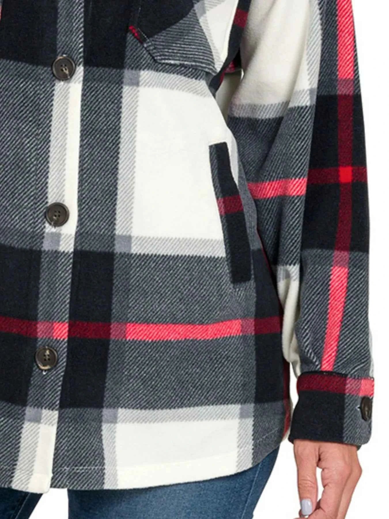 Zenana Oversized Plaid Fleece Shacket 326178d2-8b10-4712-a409-740447493d8a-Max-Origin