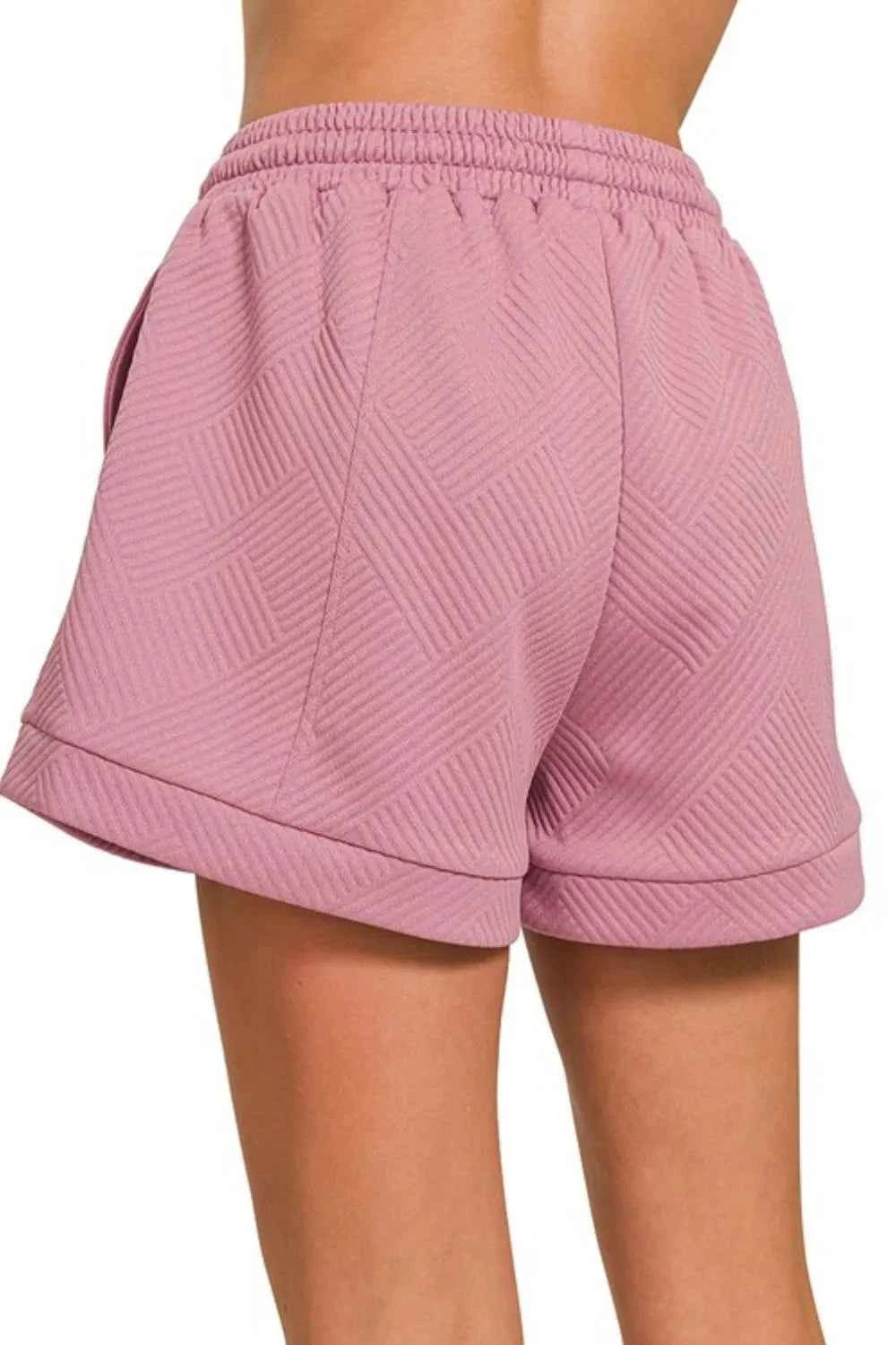 Zenana Textured Knit Jacquard Drawstring Shorts 3264f34c-5fe8-41b0-974f-0b785035f3a0-Max-Origin