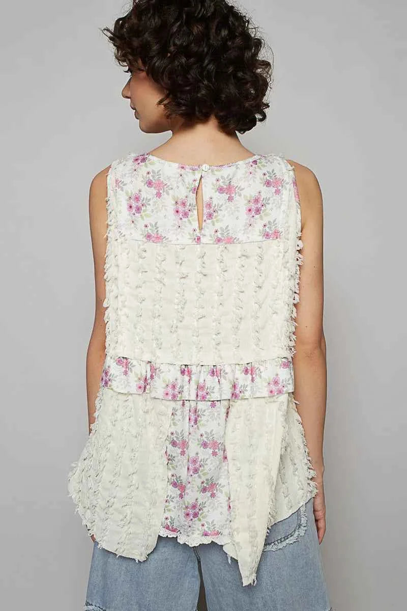 POL Floral Textured Round Neck Sleeveless Top 32666b72-db82-4da3-a039-cd8797caf780-Max-Origin
