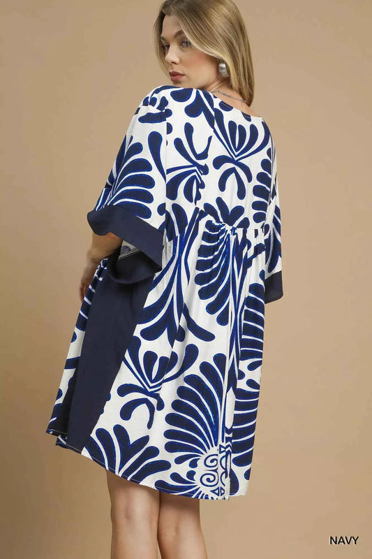 Abstract Print Kimono Sleeve Mini Dress 3269a89e-3ea5-4679-8df5-36fb694d0caa-Max-Origin