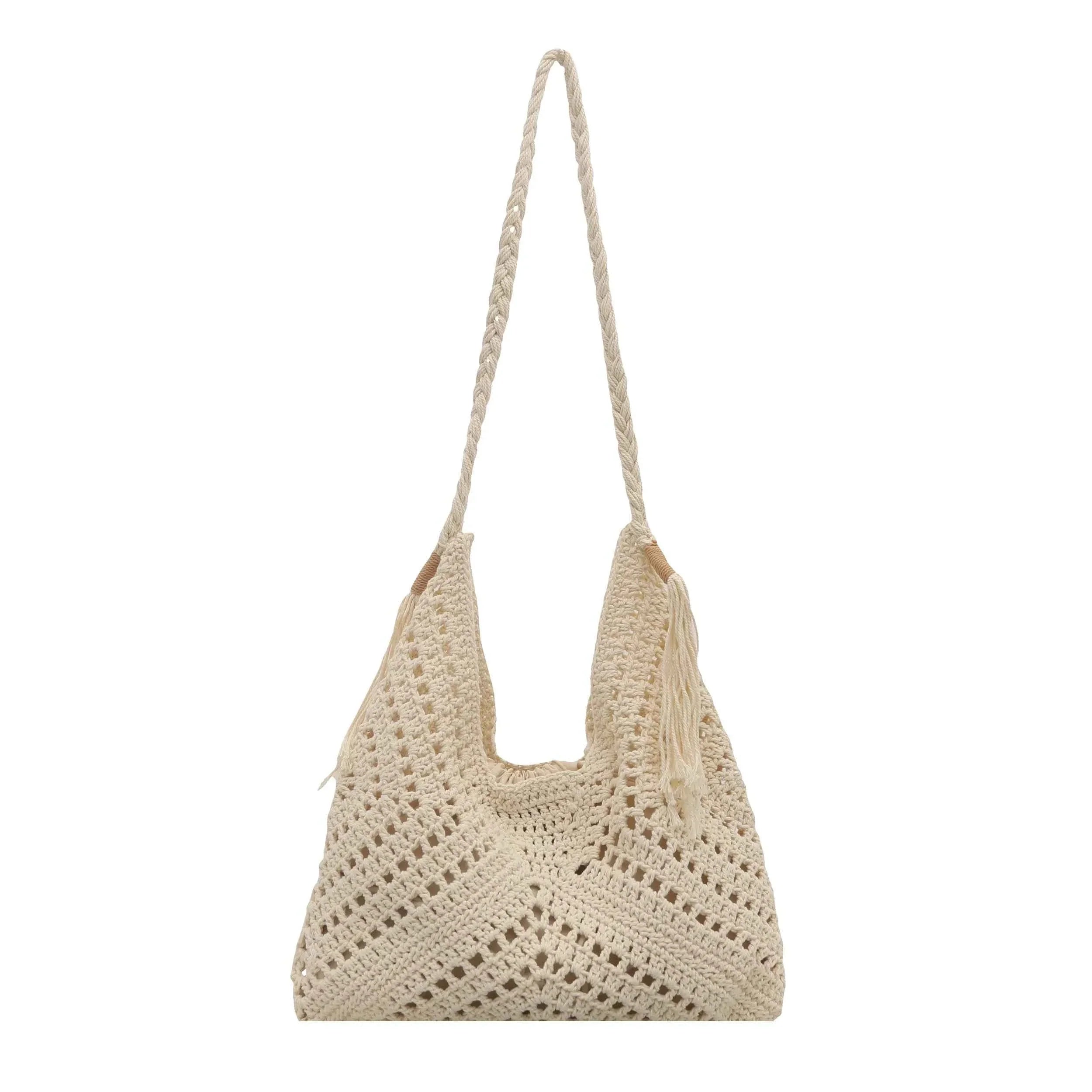 Tassel Crochet Crossbody Bag Beige onesize 327b39a2680a414e8a66527169a5bd71-Max-Origin