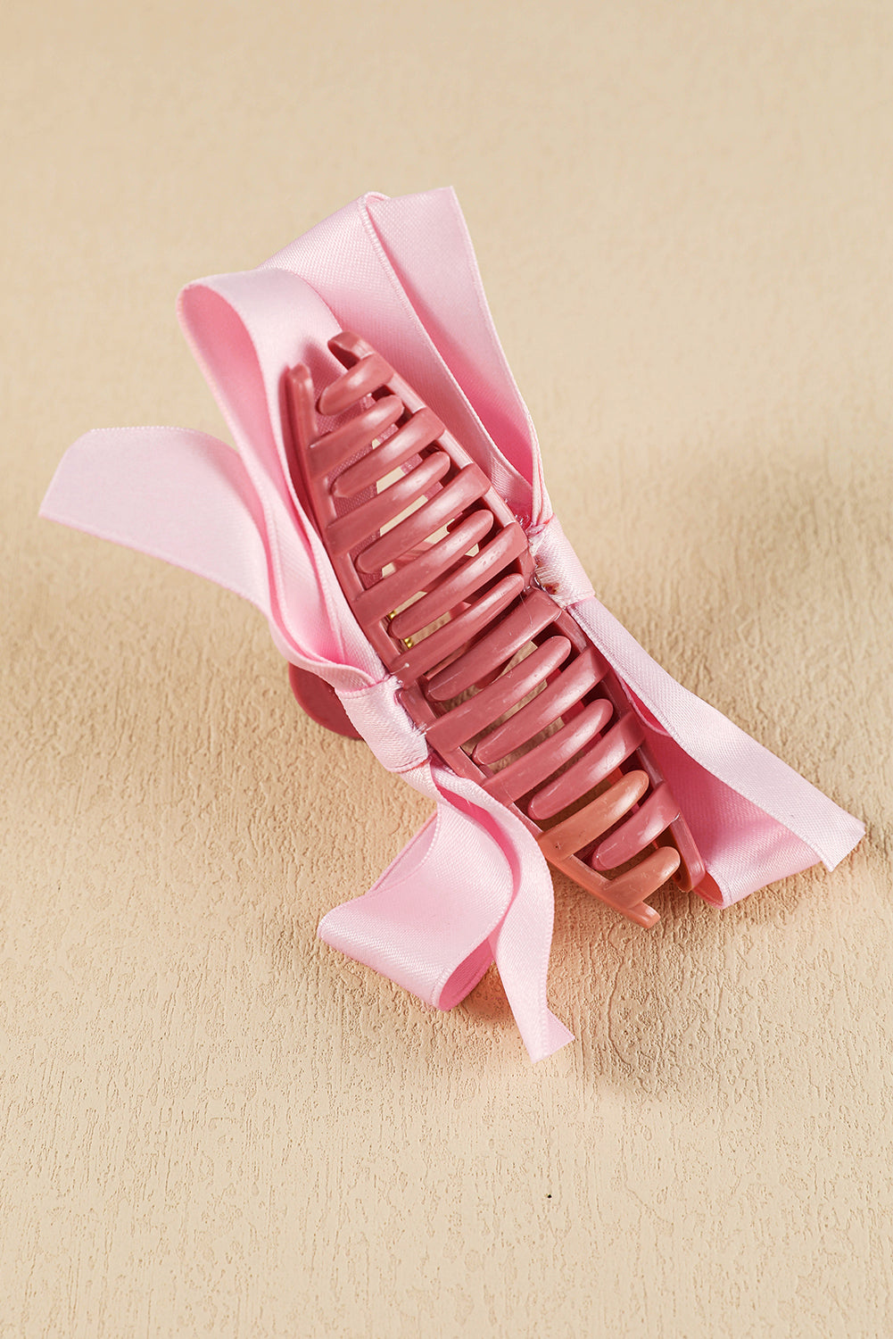 Light French Beige Solid Color Ribbon Bow Decor Hair Clip 32800bfa2ec7d246