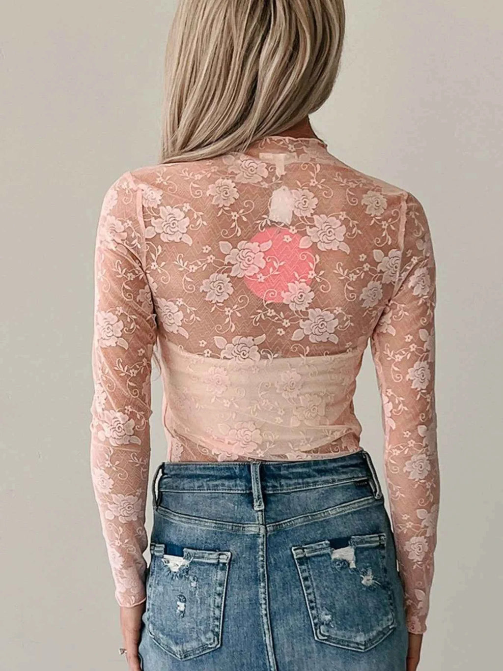 Lace Mock Neck Long Sleeve Blouse 3286640f-cea1-420a-a1ec-da3ec2633a4c-Max-Origin