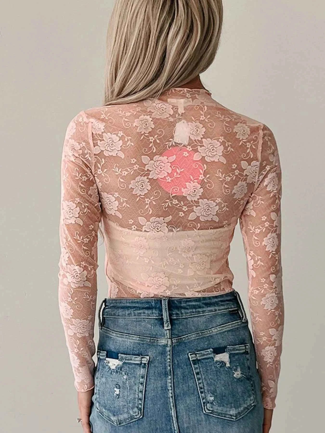 Lace Mock Neck Long Sleeve Blouse 3286640f-cea1-420a-a1ec-da3ec2633a4c-Max-Origin