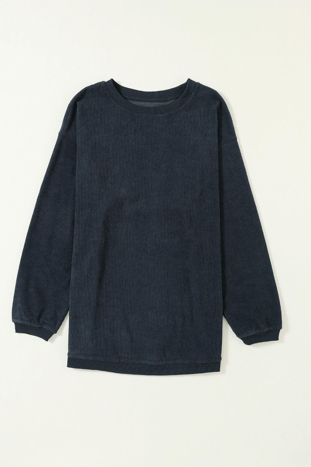 White Drop Shoulder Rib Knit Oversized Sweatshirt 329551ae86d66b74