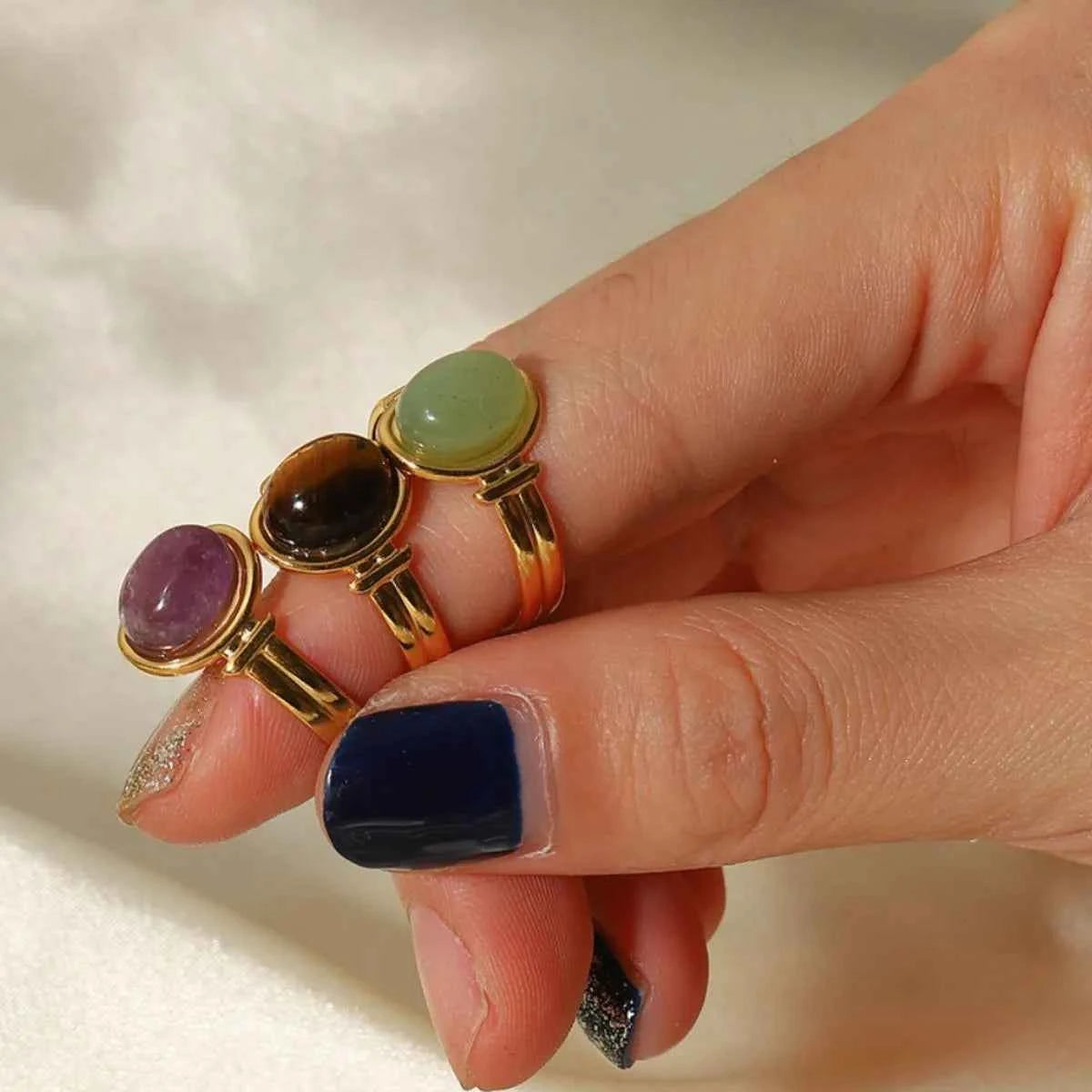 Vintage Natural Stone Gold Plated Adjustable Ring 32958b5e-8250-4858-9b19-35d4e4f6e918-Max-Origin