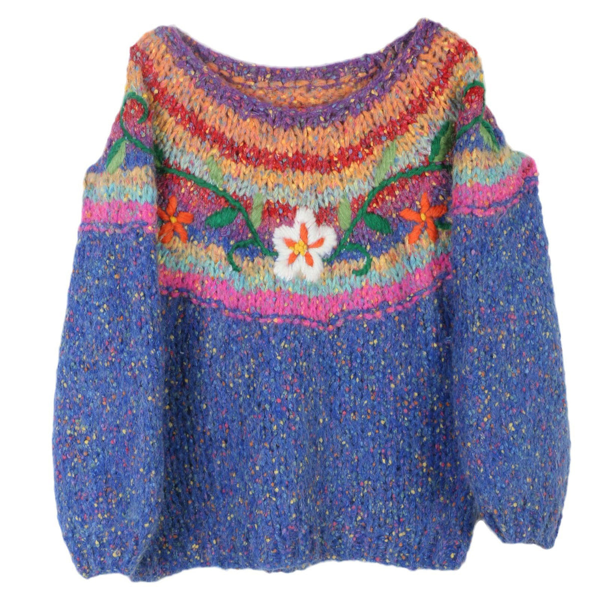 The Sculpted 3D Floral Knit Sweater blue 329AB3176125CD20CBEBDF0C83C48205