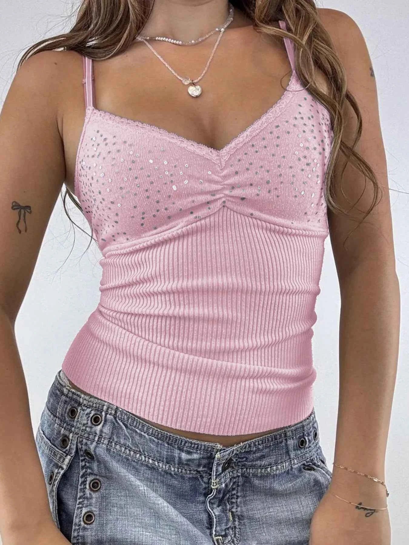 Sequin Lace Detail Cami Top 32a8162b41d342558e624fb102c4acec-Max-Origin
