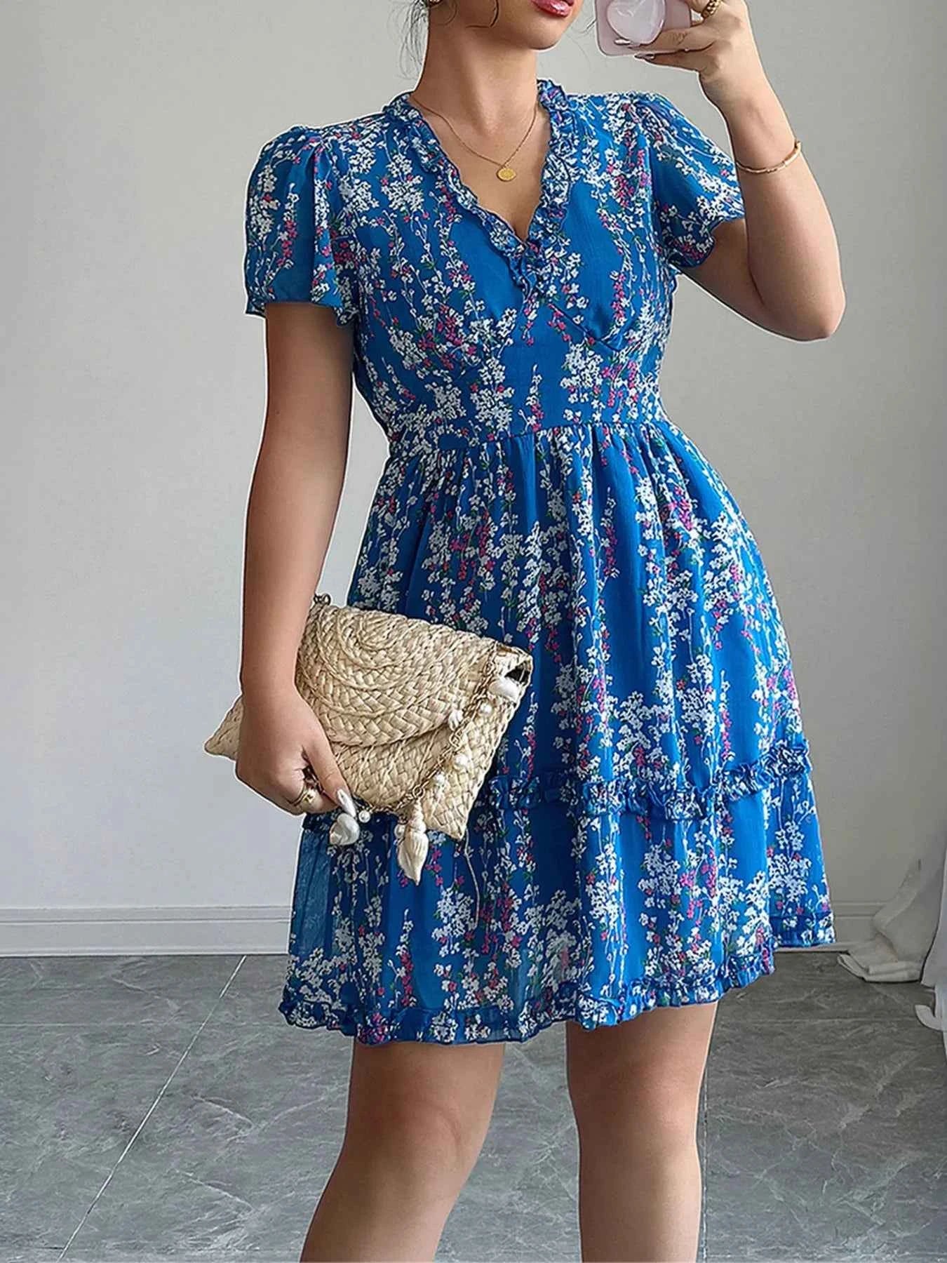 Floral Wrap Dress with Flutter Sleeves 32abc58456214ea59cdb655dd99479df-Max-Origin