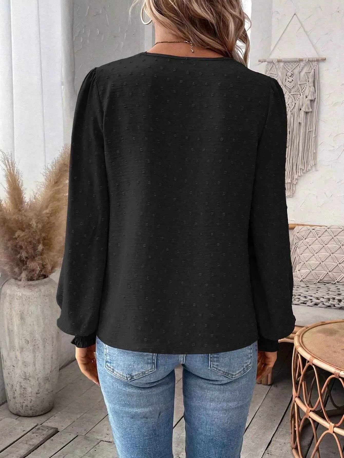 Swiss Dot Lace Detail Long Sleeve Blouse 32b2c9d6-0501-4ecd-b0ca-7f410bb91ddf-Max-Origin