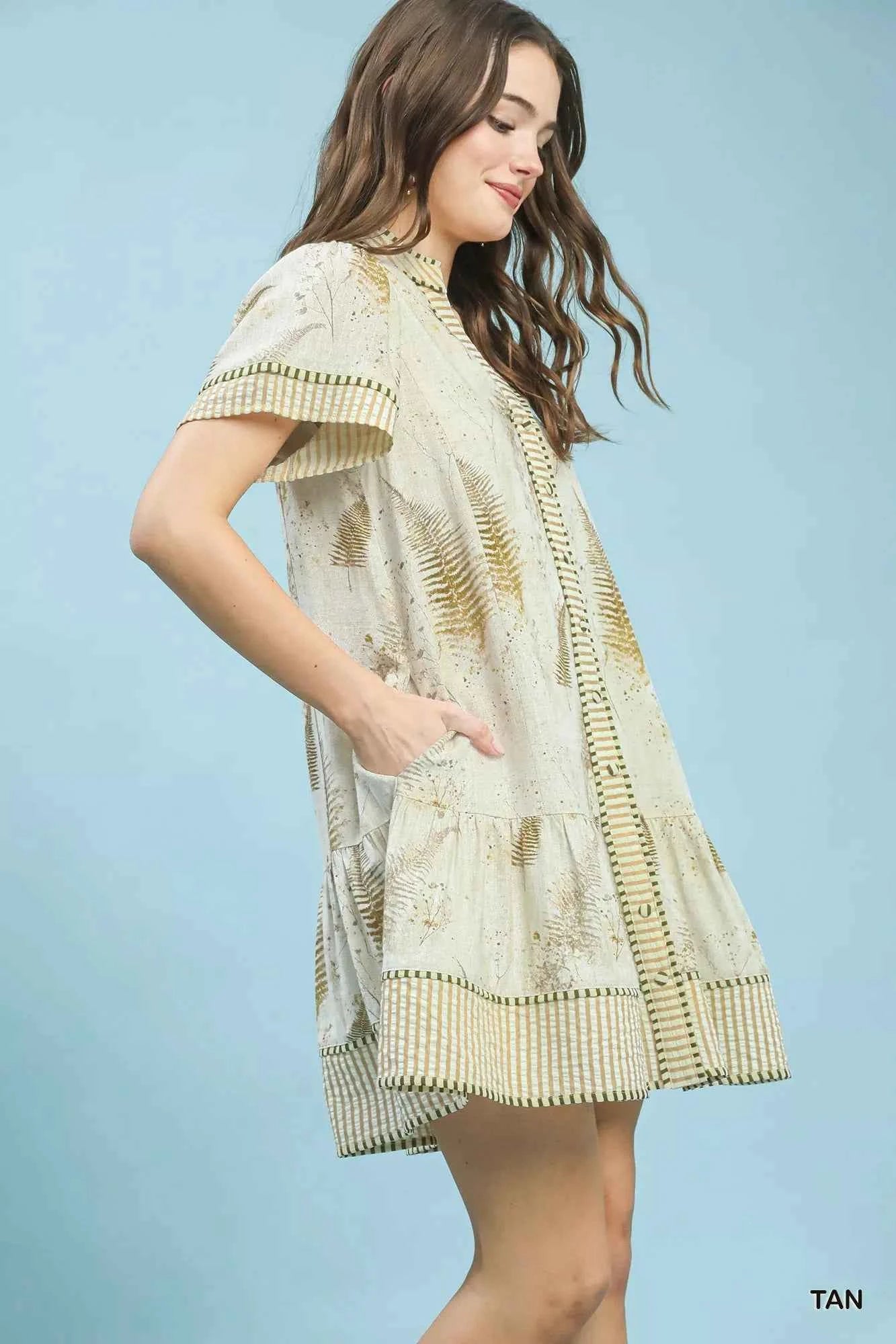 Umgee Linen Printed Button-Front Tiered Mini Dress 32c0b372-766c-4341-a3ce-83fce95684f1-Max-Origin