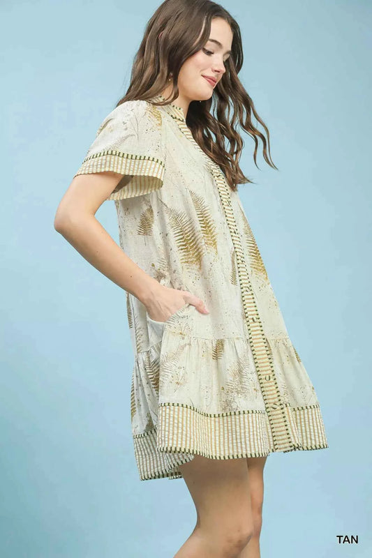 Umgee Linen Printed Button-Front Tiered Mini Dress 32c0b372-766c-4341-a3ce-83fce95684f1-Max-Origin