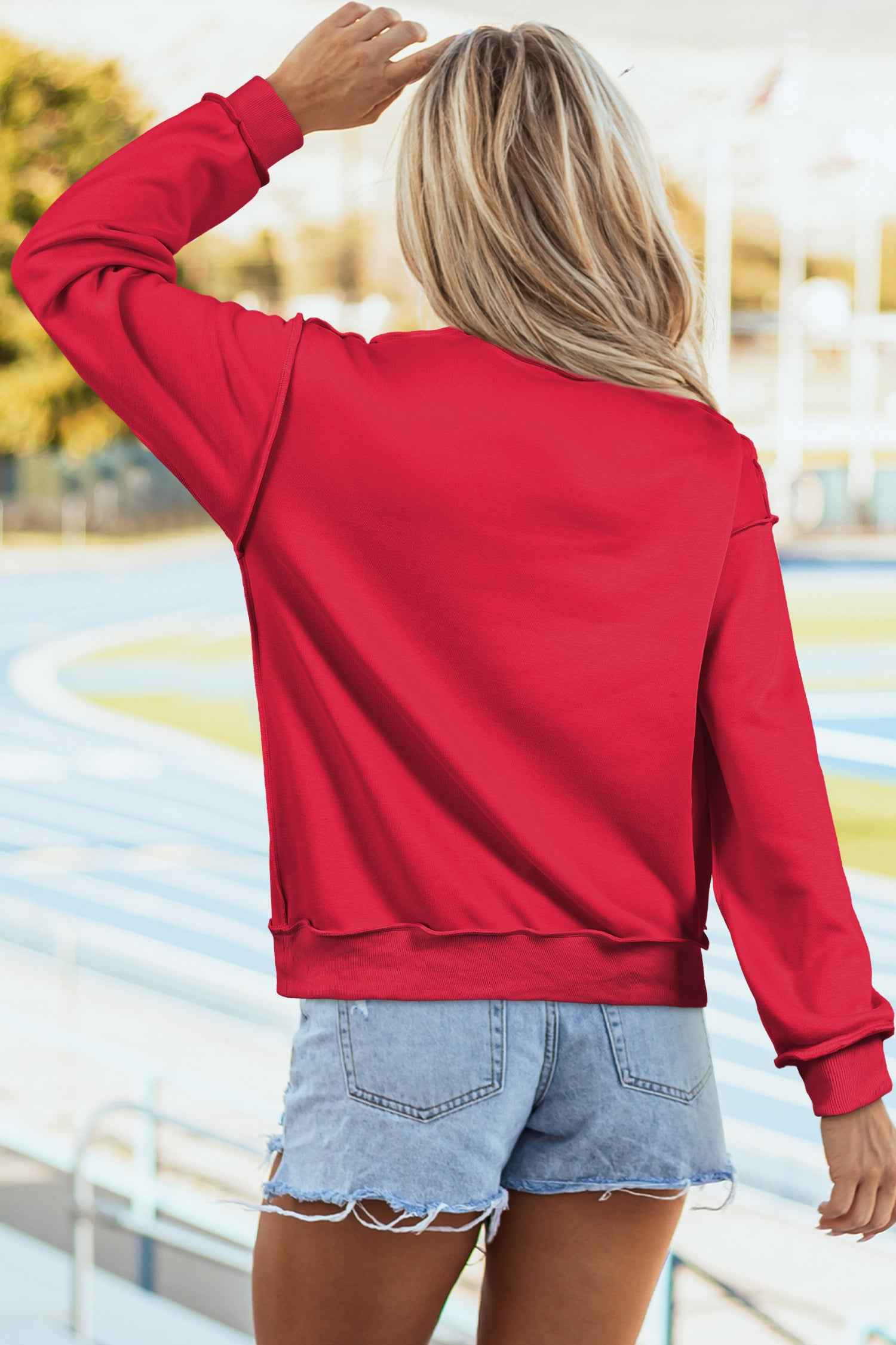 White Oversize Drop Shoulder Reversible Mock Neck Sweatshirt 32c1d9a0d1a7fd75