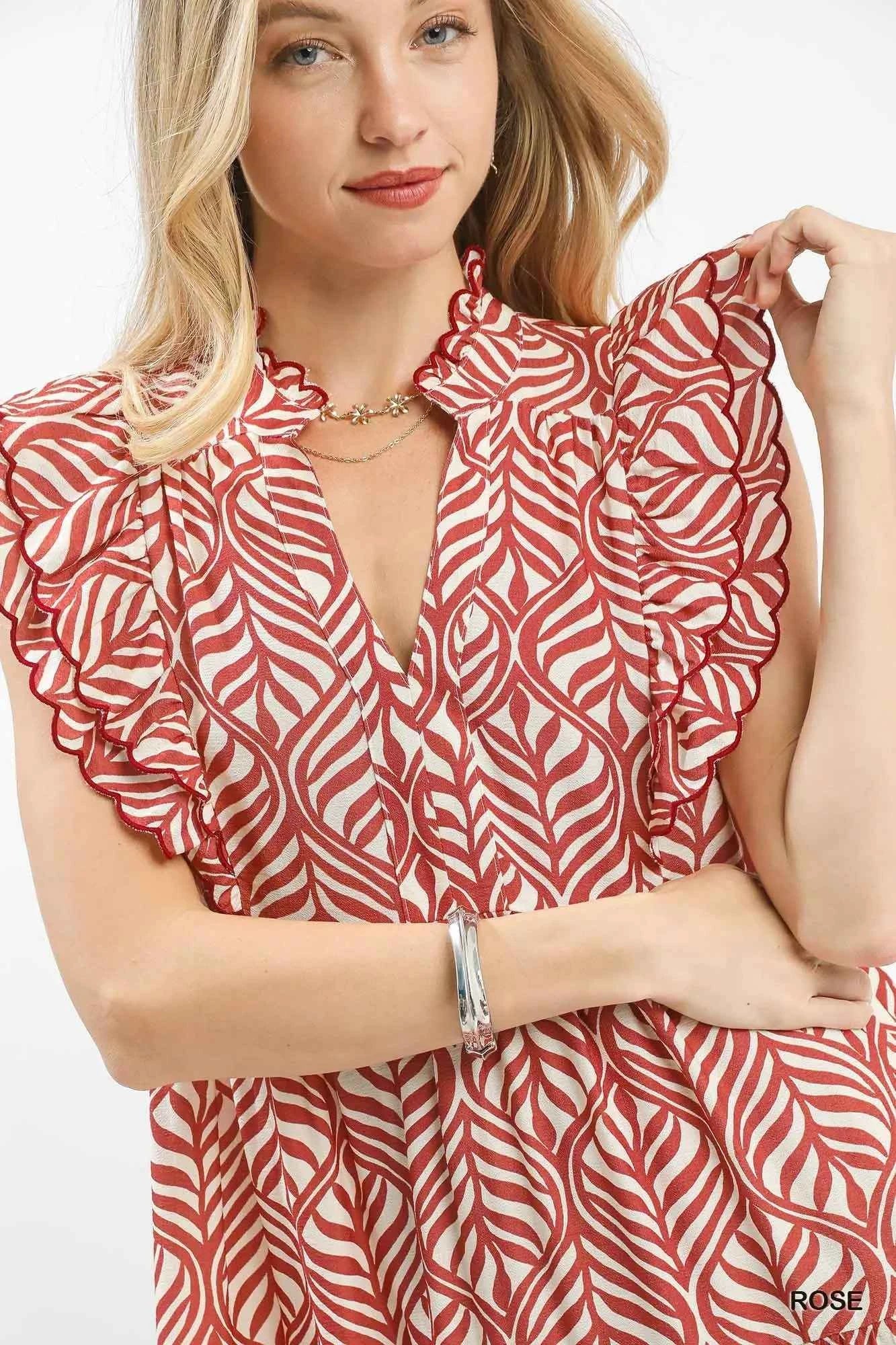 Umgee Leaf Print Tiered Midi Dress with Ruffle Detail 32ccadf8-9c26-4ba3-b463-b68fd05c83ca-Max-Origin