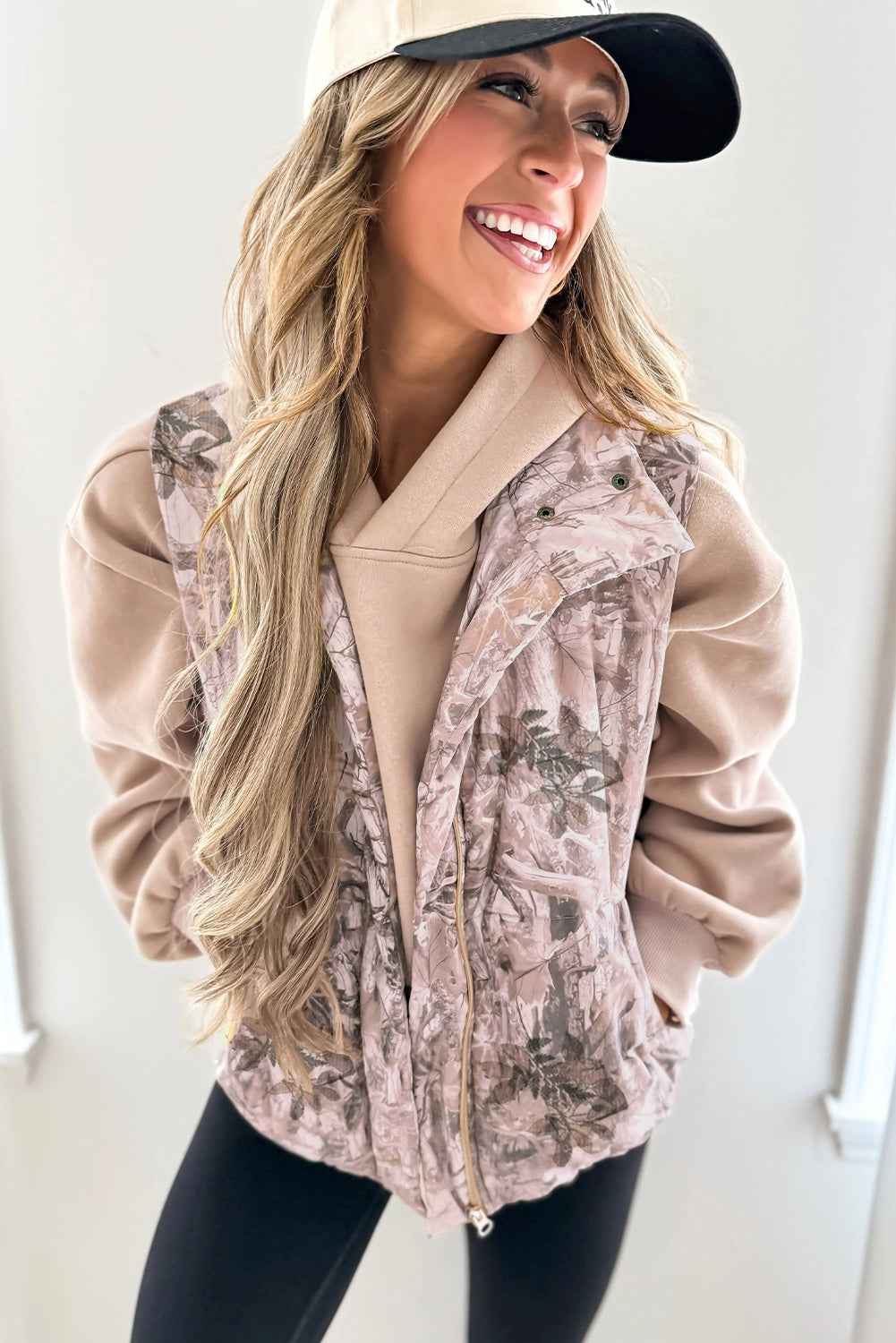 Gray Camo Leaf Print Winter Puffer Vest 32d06e3178954cd3