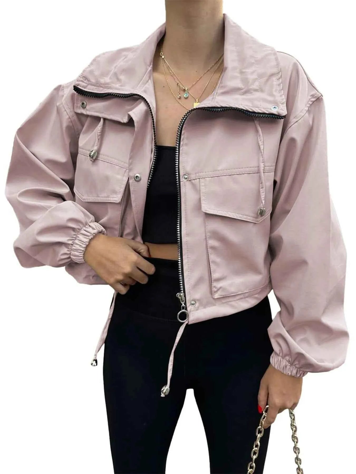 Drawstring Hem Zip Up Jacket 32d1c52a447d4c59aa73e36cba27b5b4-Max-Origin