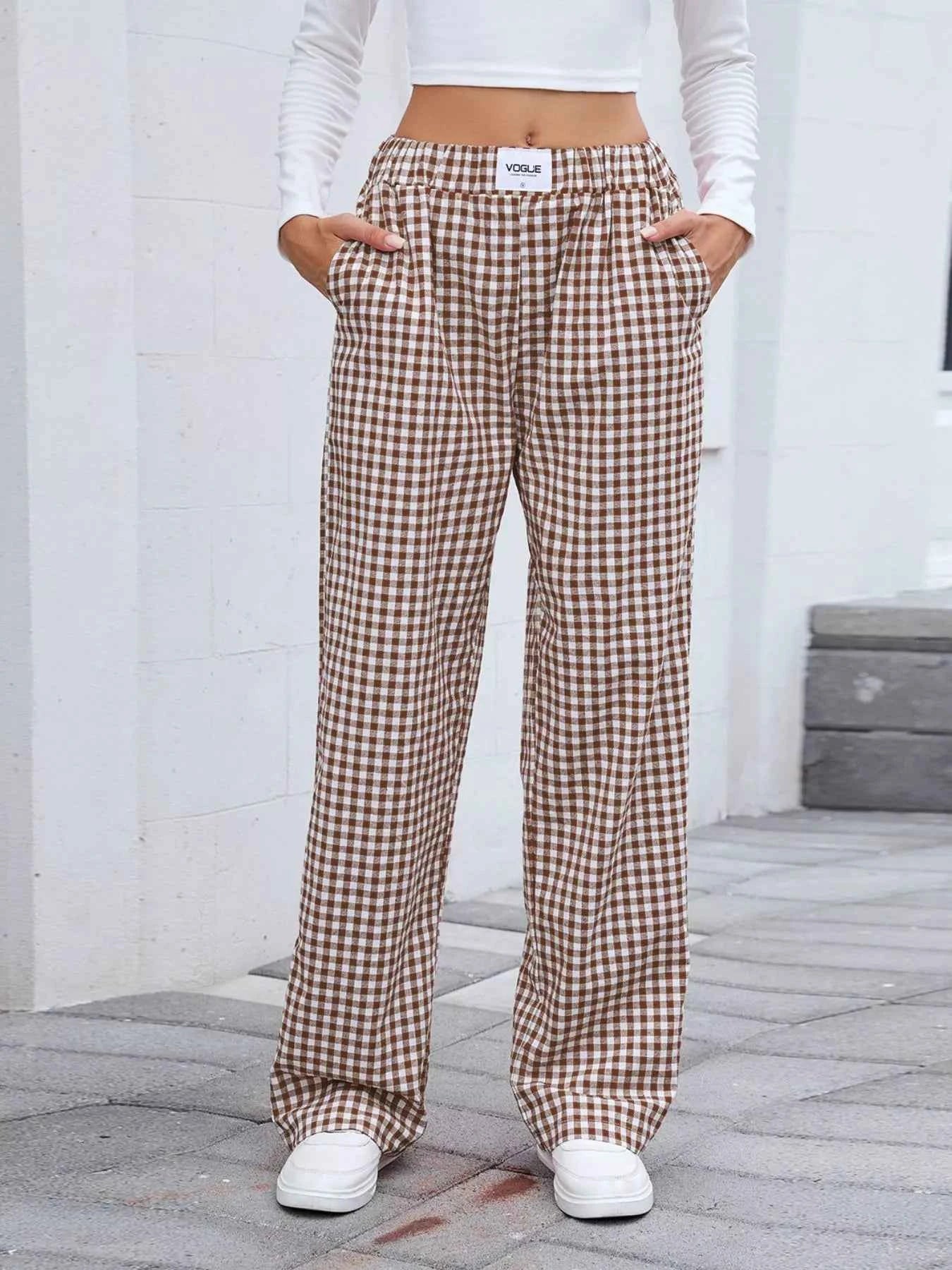 Plaid Wide Leg Casual Pants 32e939c6-69eb-47eb-bdd2-d4323c31634d-Max-Origin