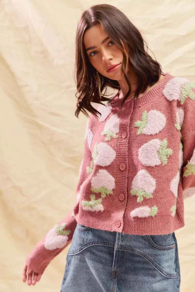 SO ME Strawberry Fruit All Over Button Sweater Cardigan 32ebd78e963a4d99a68970f23fa53d6f-Max-Origin