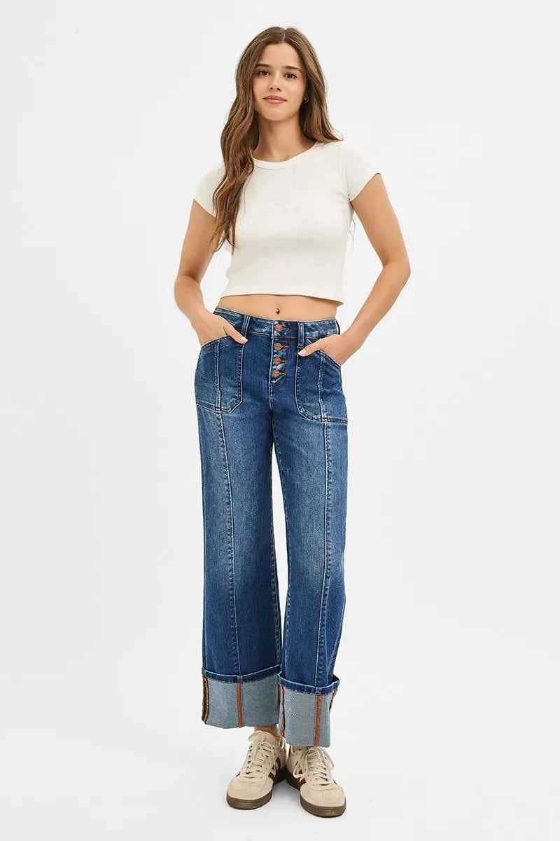 RISEN Full Size High Rise Crop Wide Straight Cuffed Jeans Plus Size 32ee0393b49b41a39916fa858a43ff4a-Max-Origin